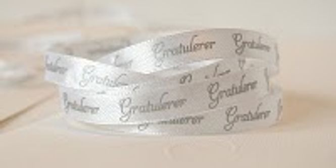 Hovedbilde Bånd, gratulerer hvit (20m)