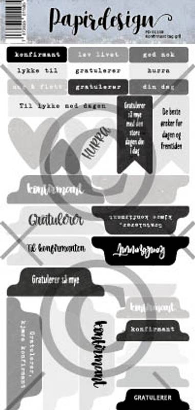 Konfirmant tag, gr&aring; ( 6 klistremerker )